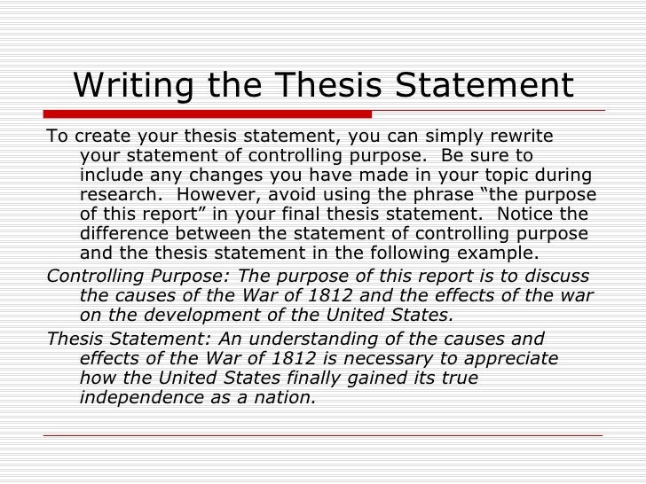 difference between controlling purpose thesis statement